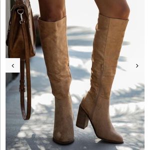 Suede heeled boots never worn